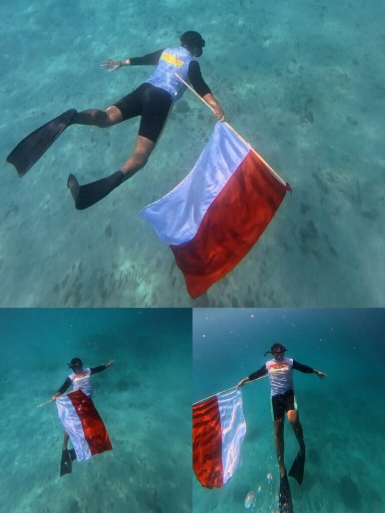 Peringati Hari Kemerdekaan, Pemuda LDII Tabanan Kibarkan Bendera di Bawah Laut Padangbai